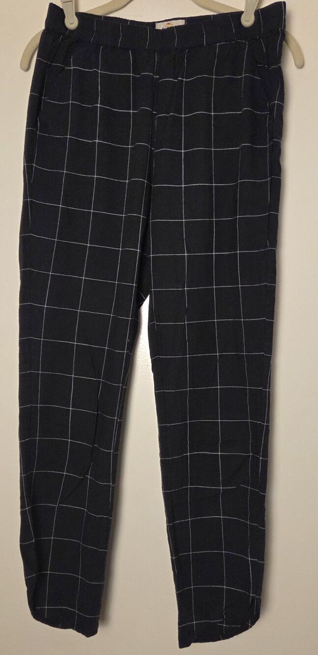 Marine Layer Allison Pants Windowpane Women's Small 13793 Black White Cropped